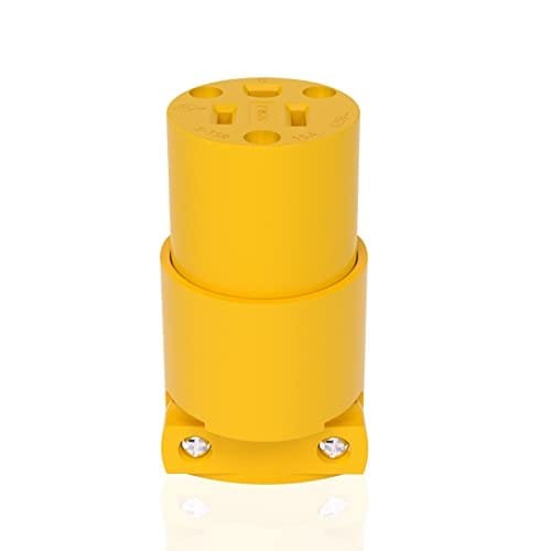 Muelnmey 1PCS Extension Cord Ends Electrical Replacement Connector NEMA 5-15R 15A 125V Yellow Shell 2 Pole 3 Wire Grounding Female Straight blade electric plug replacement power cord socket,UL Listed.