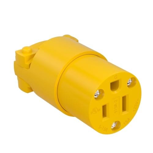 STARELO 1PCS Connector Extension Cord Ends Yellow Shell 125V 15A 2Pole 3Wire NEMA5-15R Industrial Grade 3-Prong Straight Blade Grounding Type,UL Listed(Female).