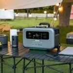 Portable solar generator and outdoor camping power setup illustrating rechargeable backup power