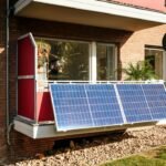 Small balcony solar panels installed on an apartment railing