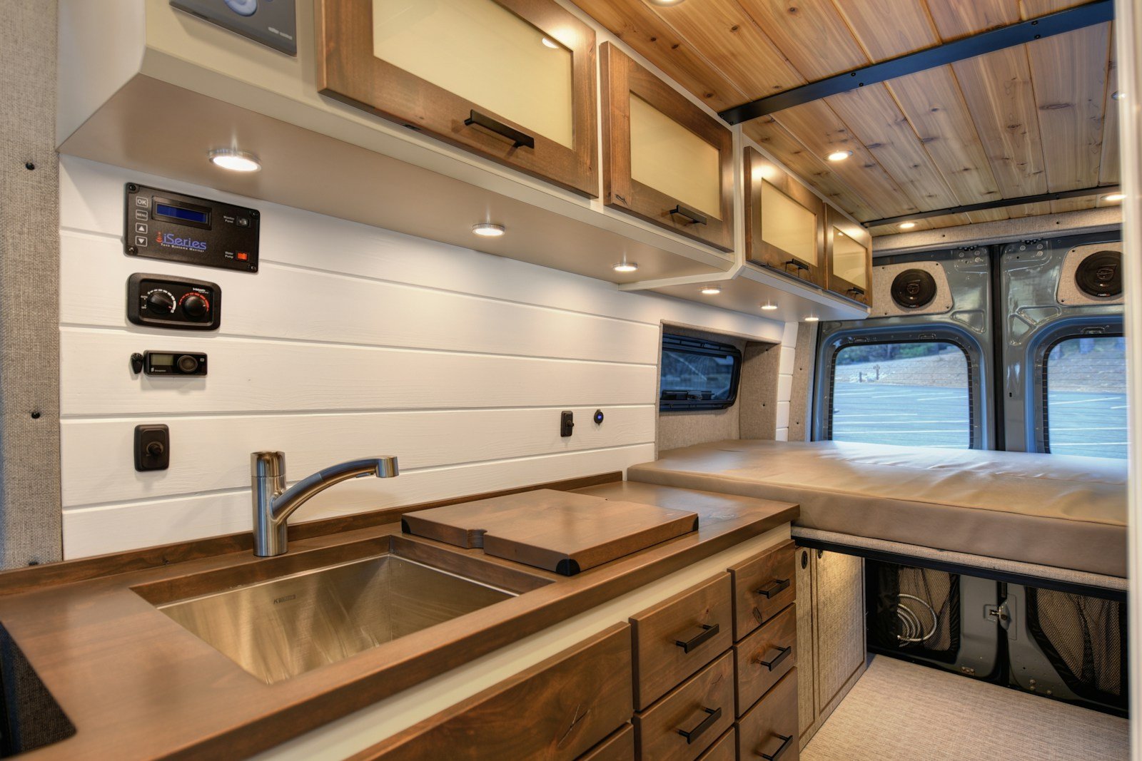 Camper van interior illustrating travel electricity and charging planning