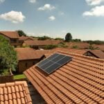 Solar panels mounted on a residential tile roof