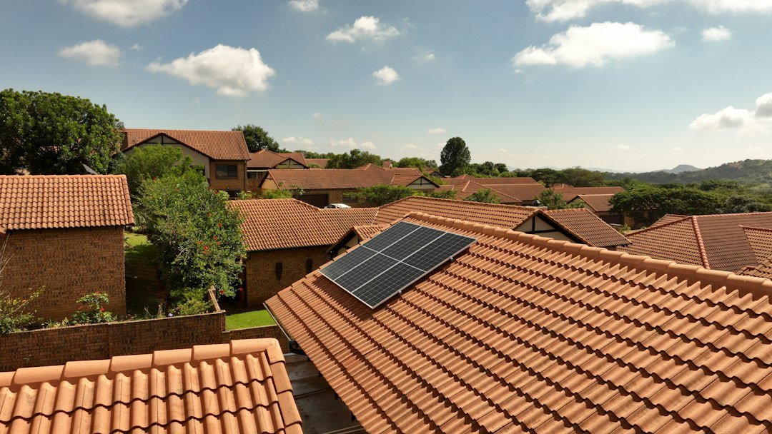 Solar panels mounted on a residential tile roof